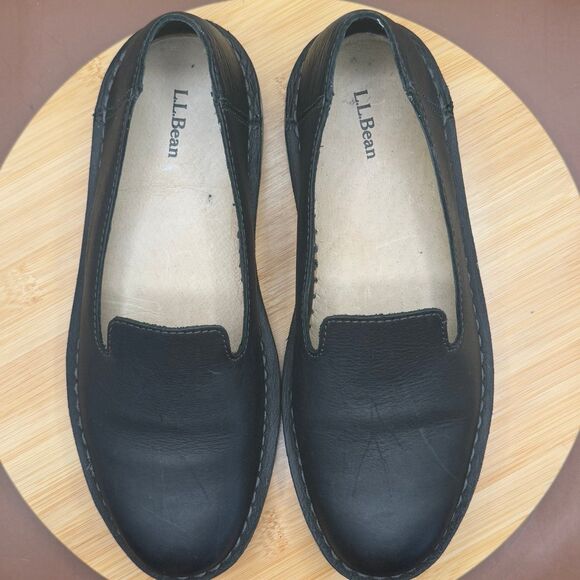 L.L. Bean Stonington Women's Sz 10 Loafers Flats Black Leather Slip On - Picture 6 of 9